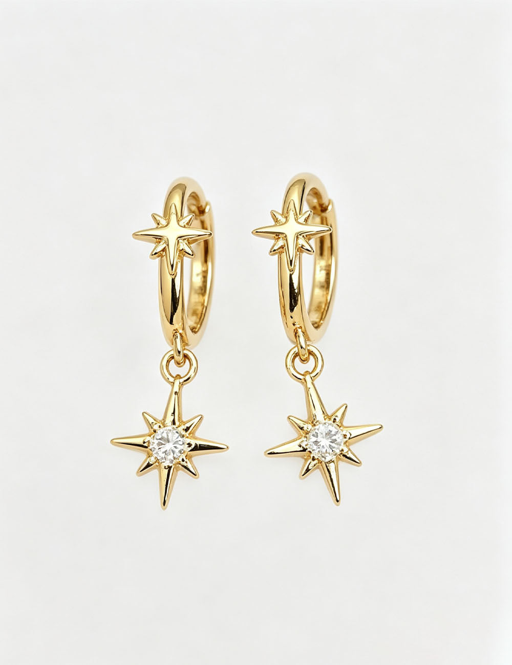 Eight-Pointed Star Hoop Earrings — earrings, view 6