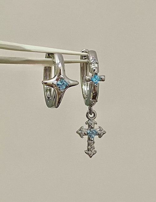 Cross Pendant Rhinestone Hoop Earrings — earrings