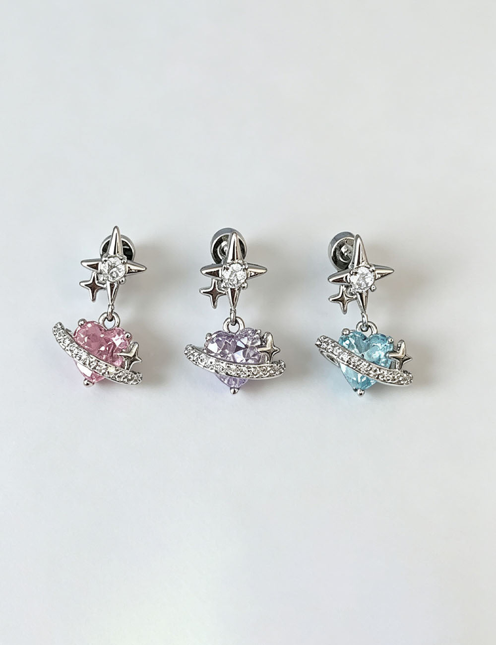 Heart Rhinestone Pendant Stud Earrings — earrings