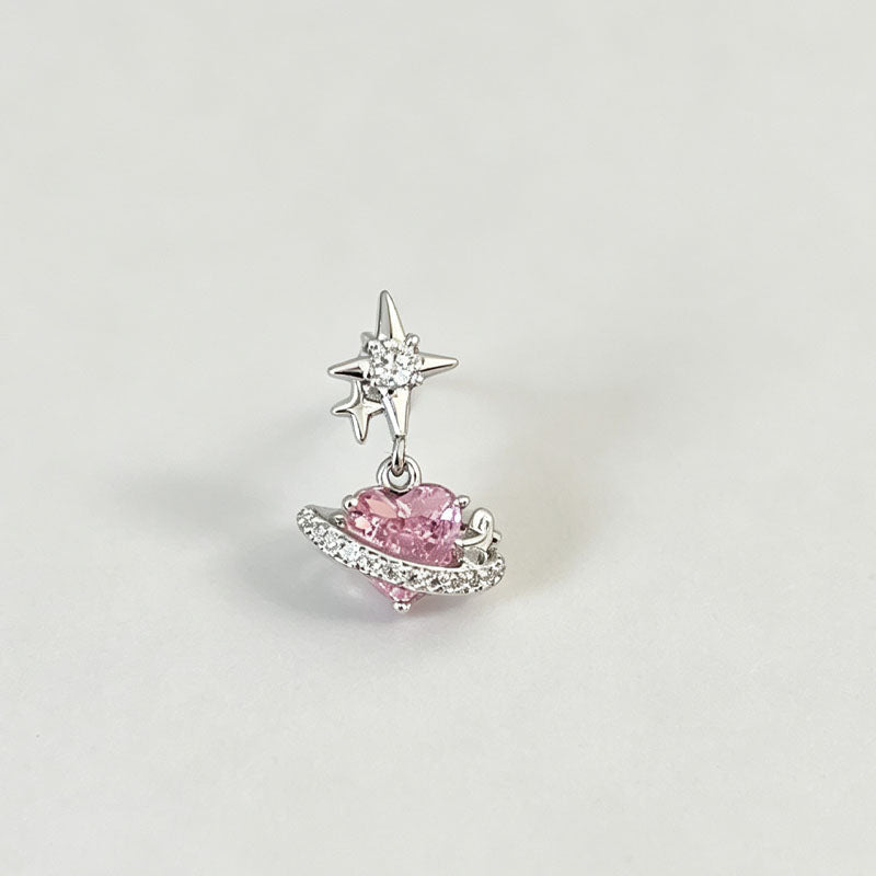 Heart Rhinestone Pendant Stud Earrings — earrings, view 5