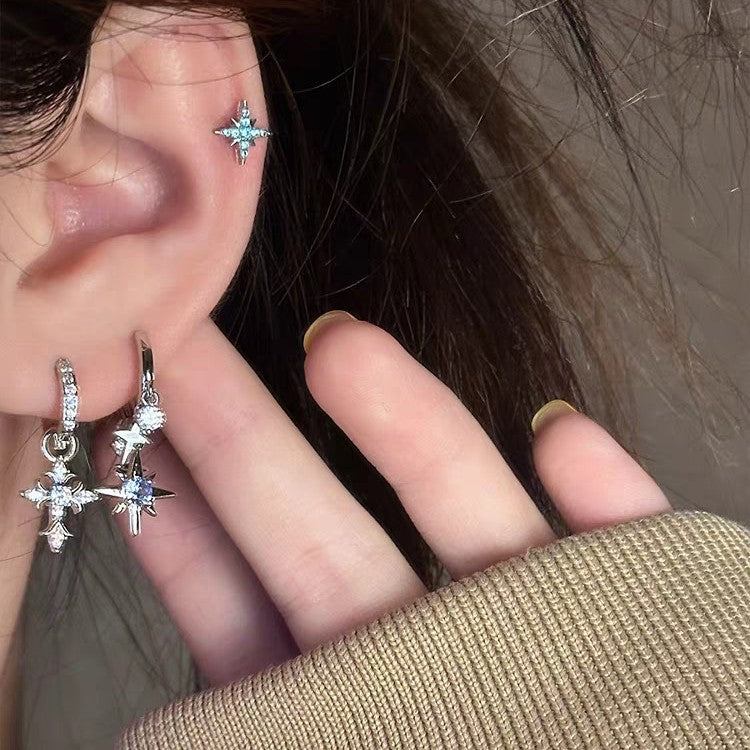 Star Tassel Pendant Hoop Earrings — earrings, view 2