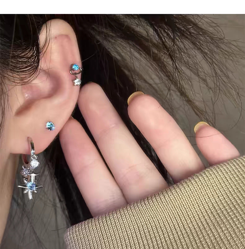Star Tassel Pendant Hoop Earrings — earrings, view 4