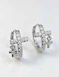 Cross Shape Zircon Hoop Earrings — silver earrings