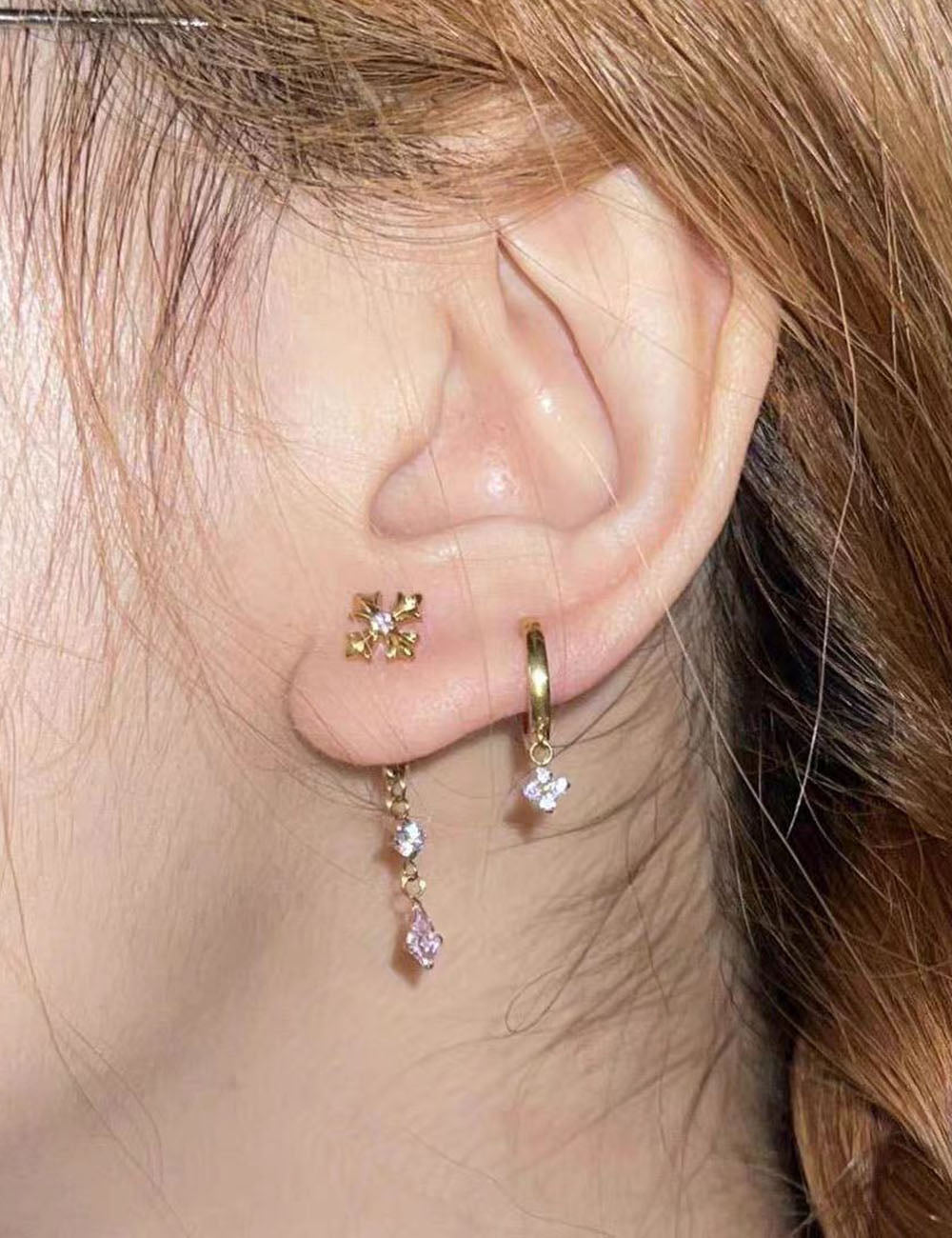 Lucky Clover Pendant Hoop Earrings — earrings