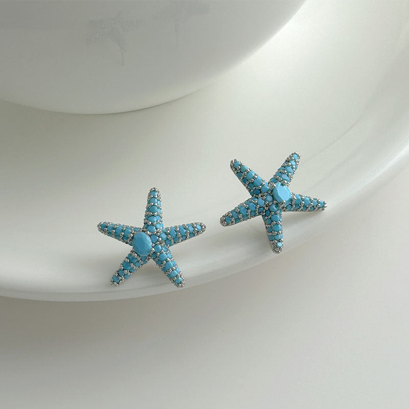Blue Ocean Motif Studs — blue earrings, view 5