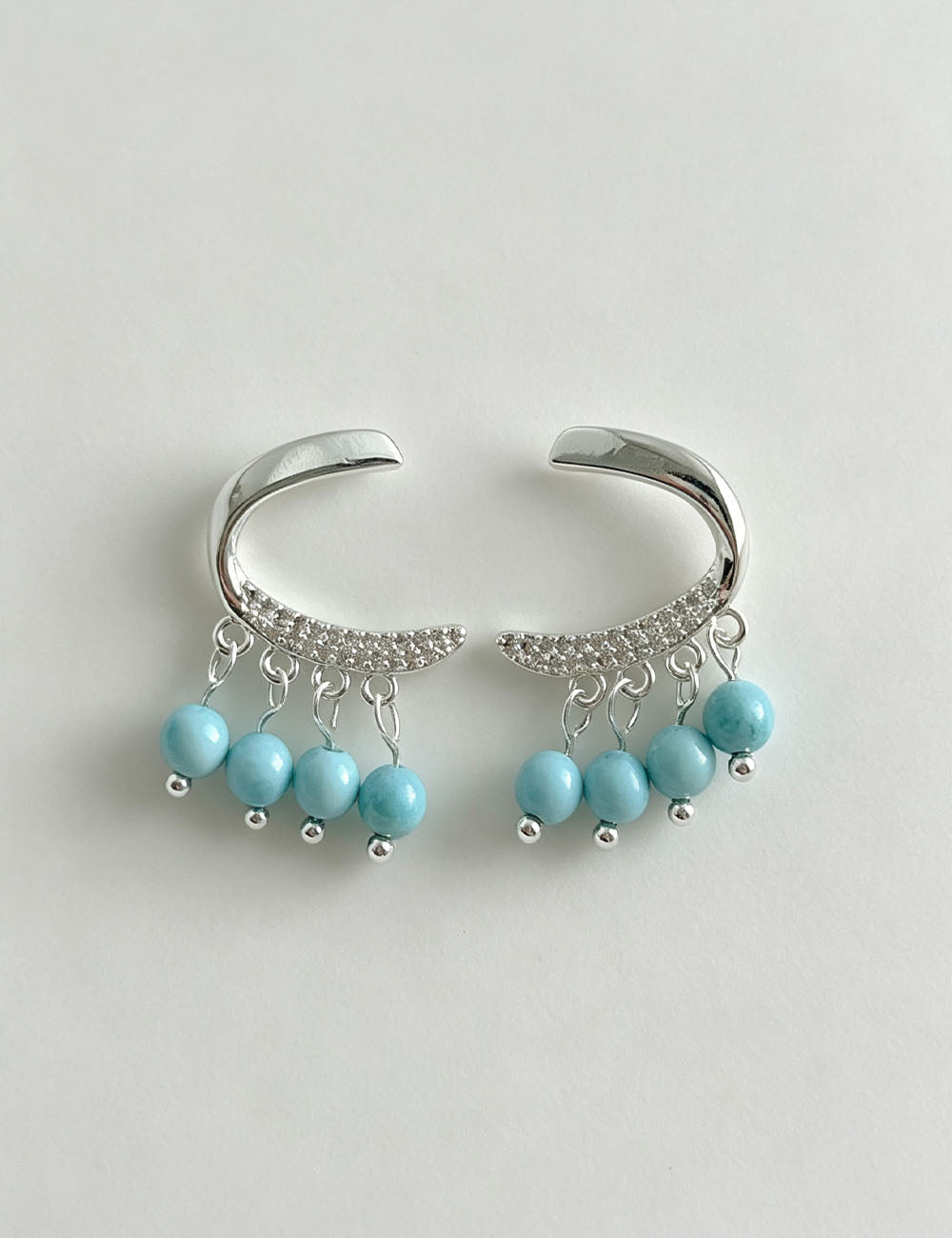 Blue Beaded Tassel Studs — blue earrings