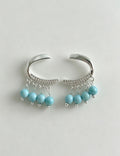 Blue Beaded Tassel Studs — blue earrings