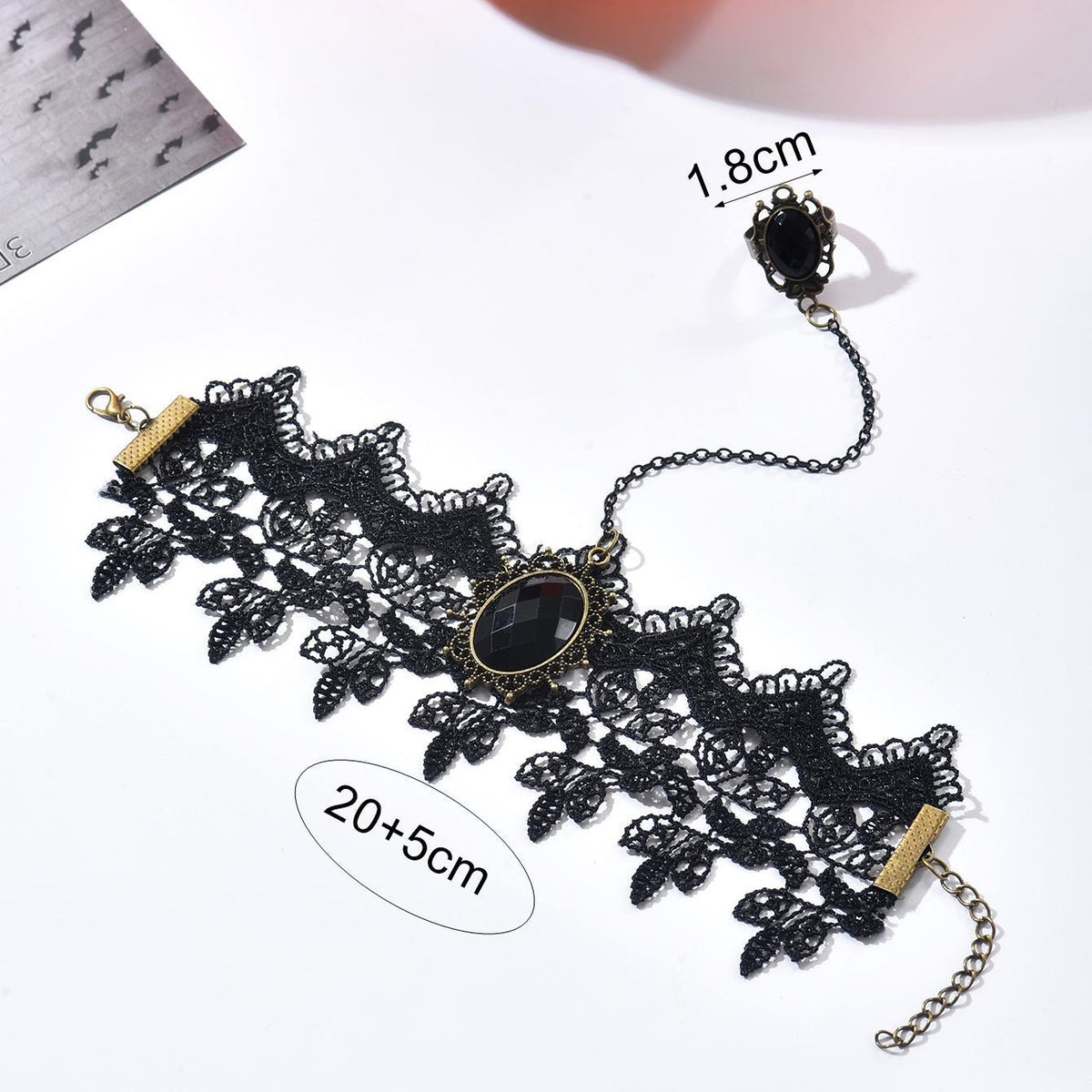 Gothic Tassel Choker Necklace — black necklace, view 4
