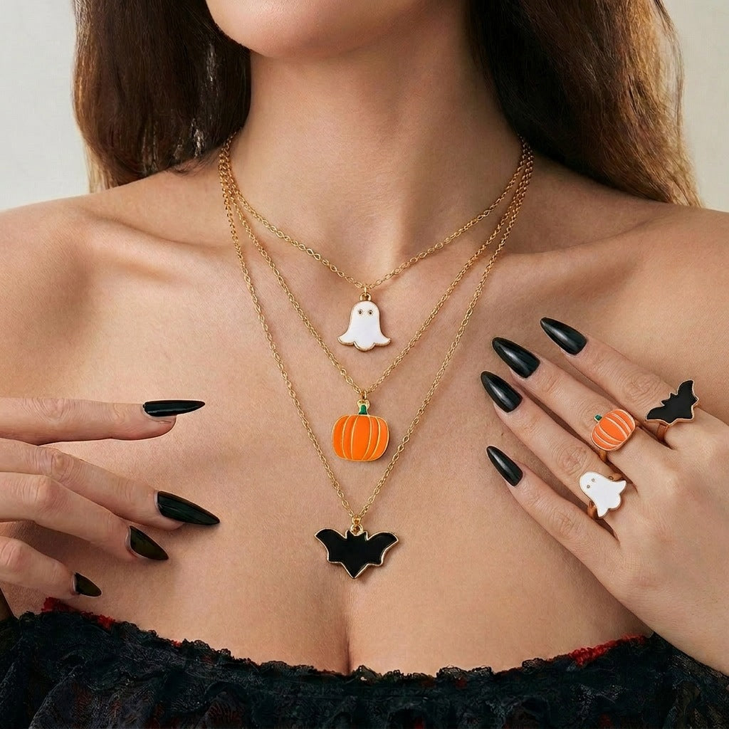 Gothic Ring Charm Necklace — necklace, view 2