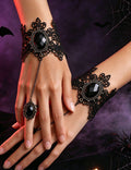 Gothic Lace Crystal Ring — black ring