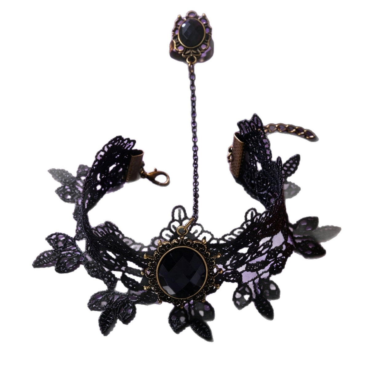 Gothic Lace Crystal Ring — black ring, view 5