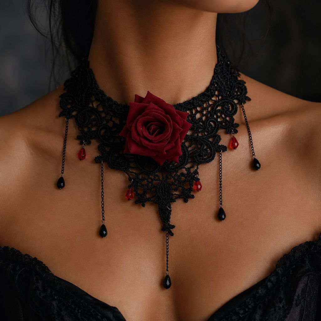 Lace Tassel Choker Necklace — necklace, view 7