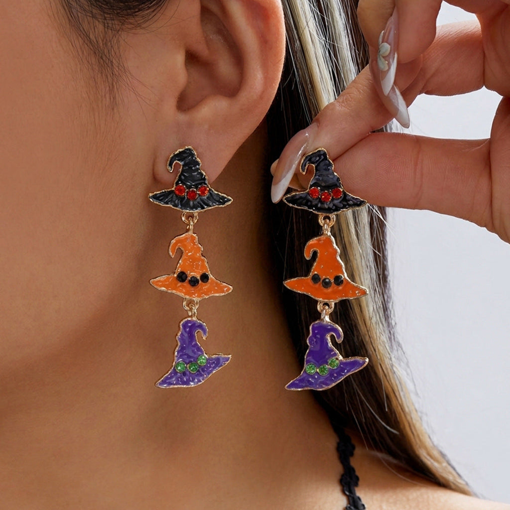 Halloween Pumpkin Drop Earrings — earrings, view 5