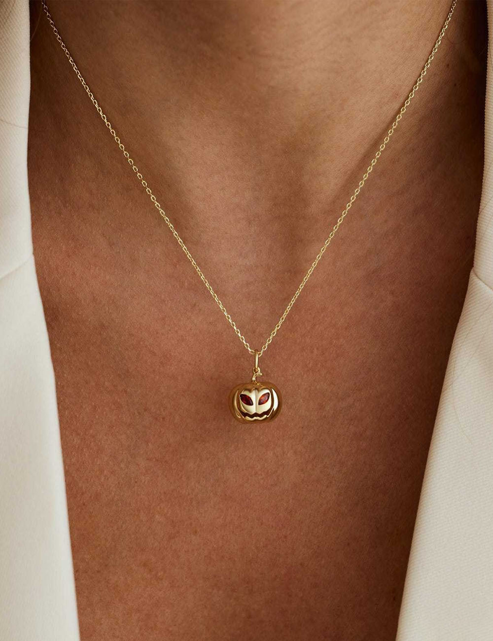 Pumpkin Pendant Halloween Necklace — gold necklace