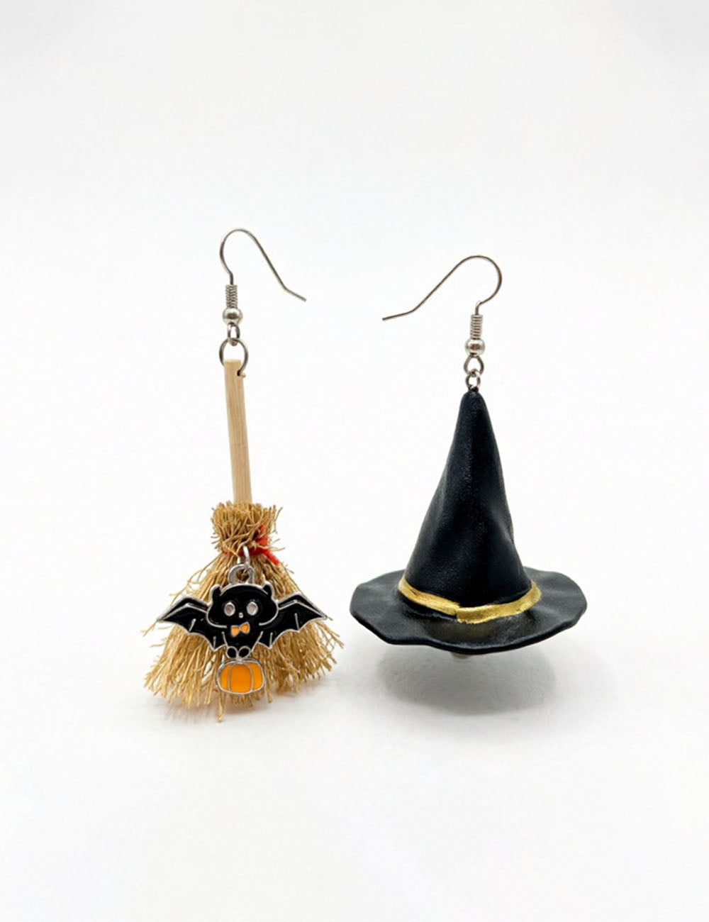 Witch Hat Broom Dangle Earrings — earrings