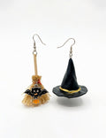 Witch Hat Broom Dangle Earrings — earrings