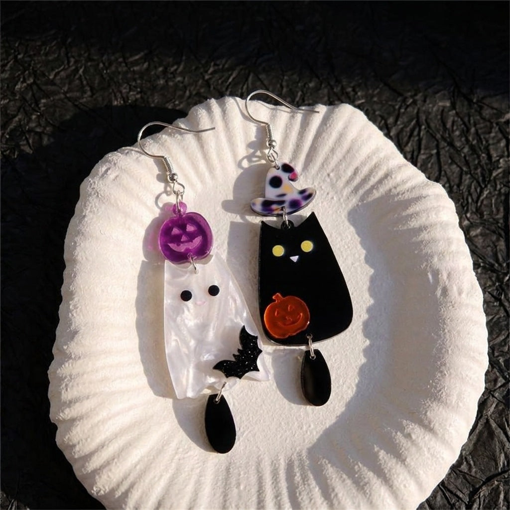 Ghost Skeleton Dangle Earrings — earrings, view 2