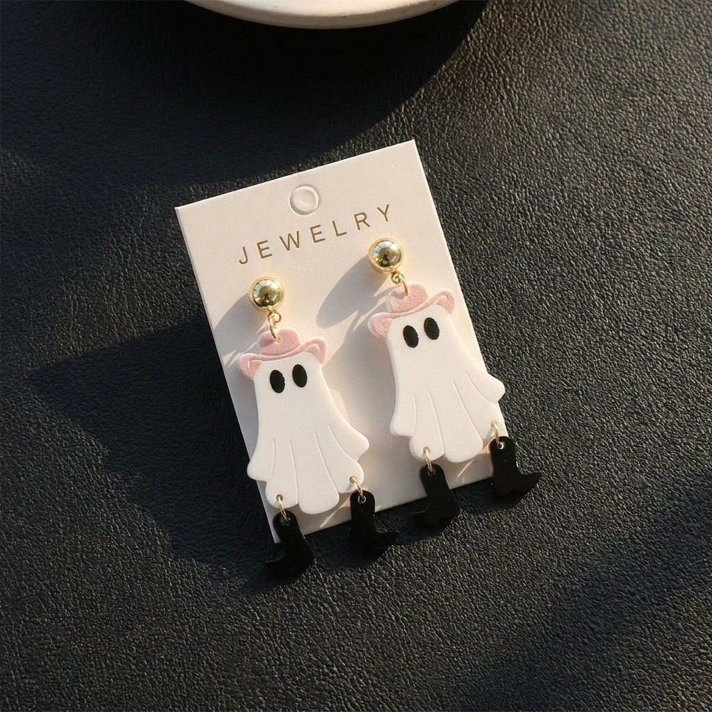 Ghost Skeleton Dangle Earrings — earrings, view 3
