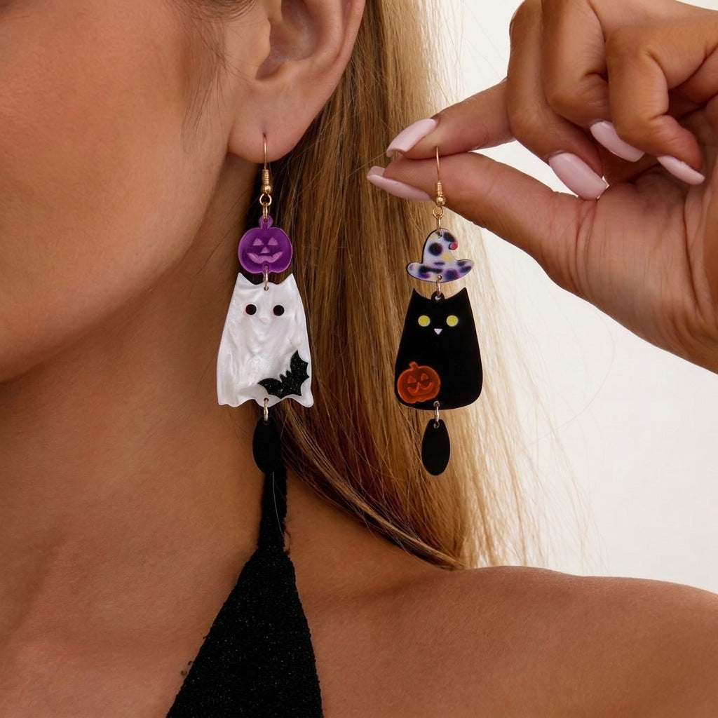 Ghost Skeleton Dangle Earrings — earrings, view 7