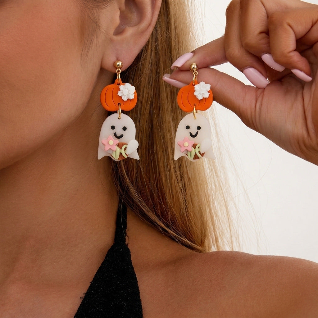 Ghost Skeleton Dangle Earrings — earrings, view 10