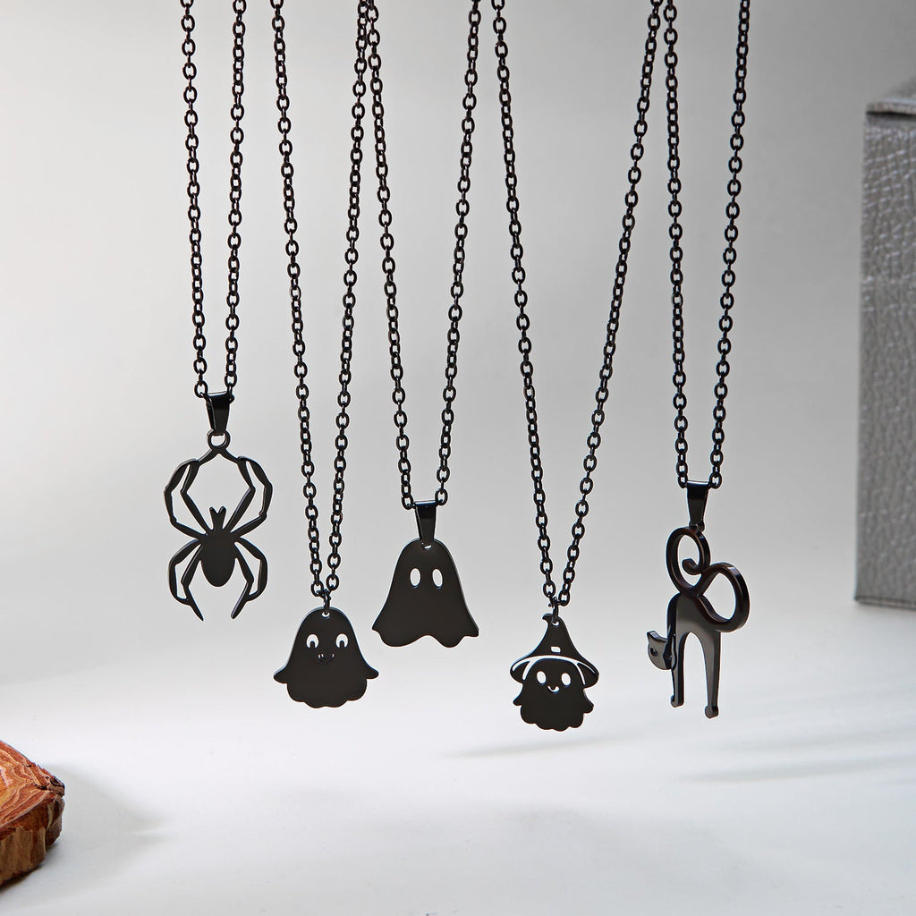 Ghost Pumpkin Pendant Necklace — necklace, view 4