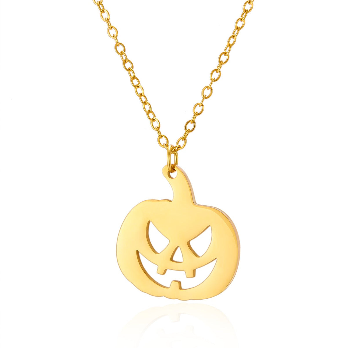Ghost Pumpkin Pendant Necklace — necklace, view 5