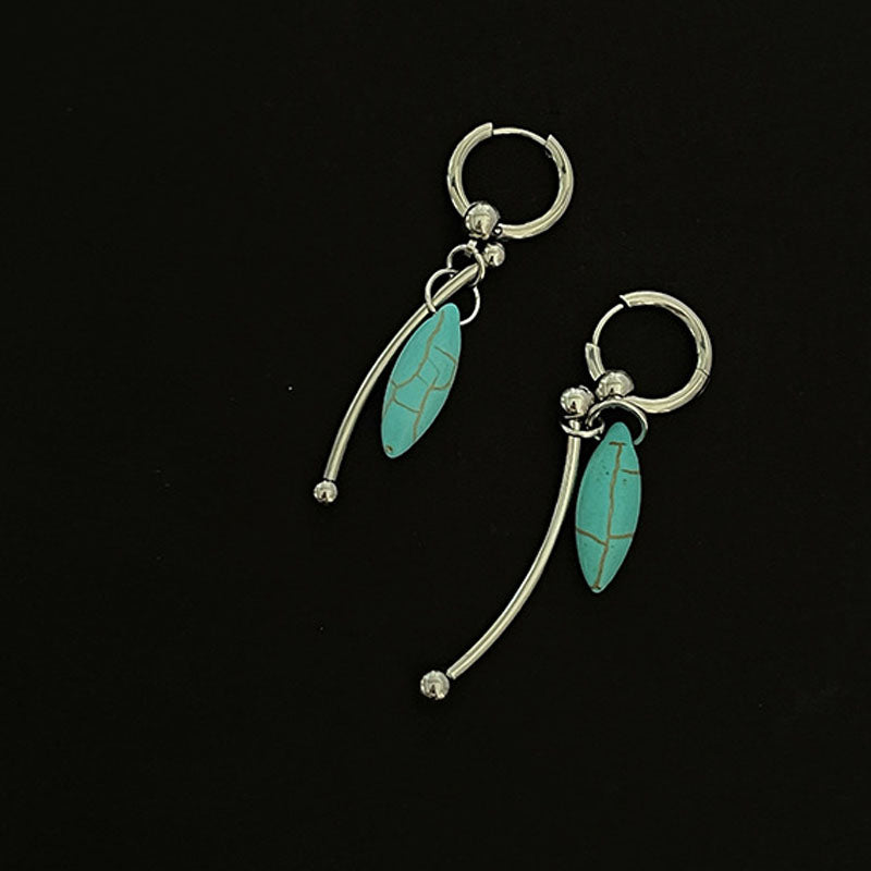 Turquoise Teardrop Hoop Earrings — earrings, view 2
