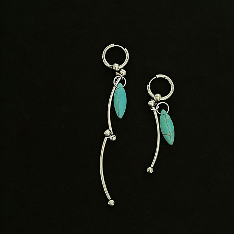 Turquoise Teardrop Hoop Earrings — earrings, view 3