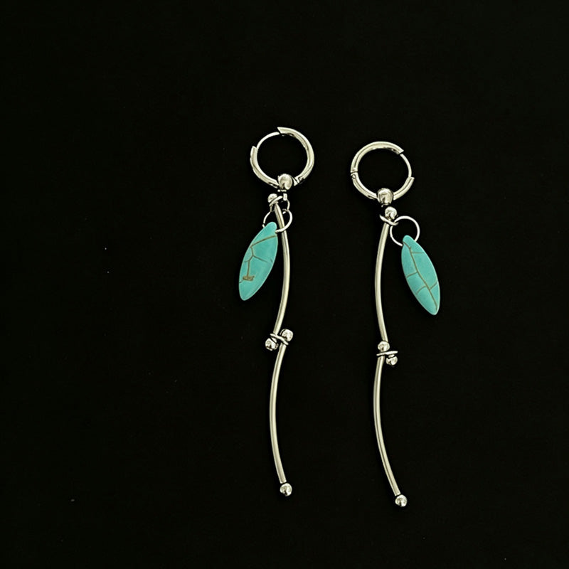 Turquoise Teardrop Hoop Earrings — earrings, view 4
