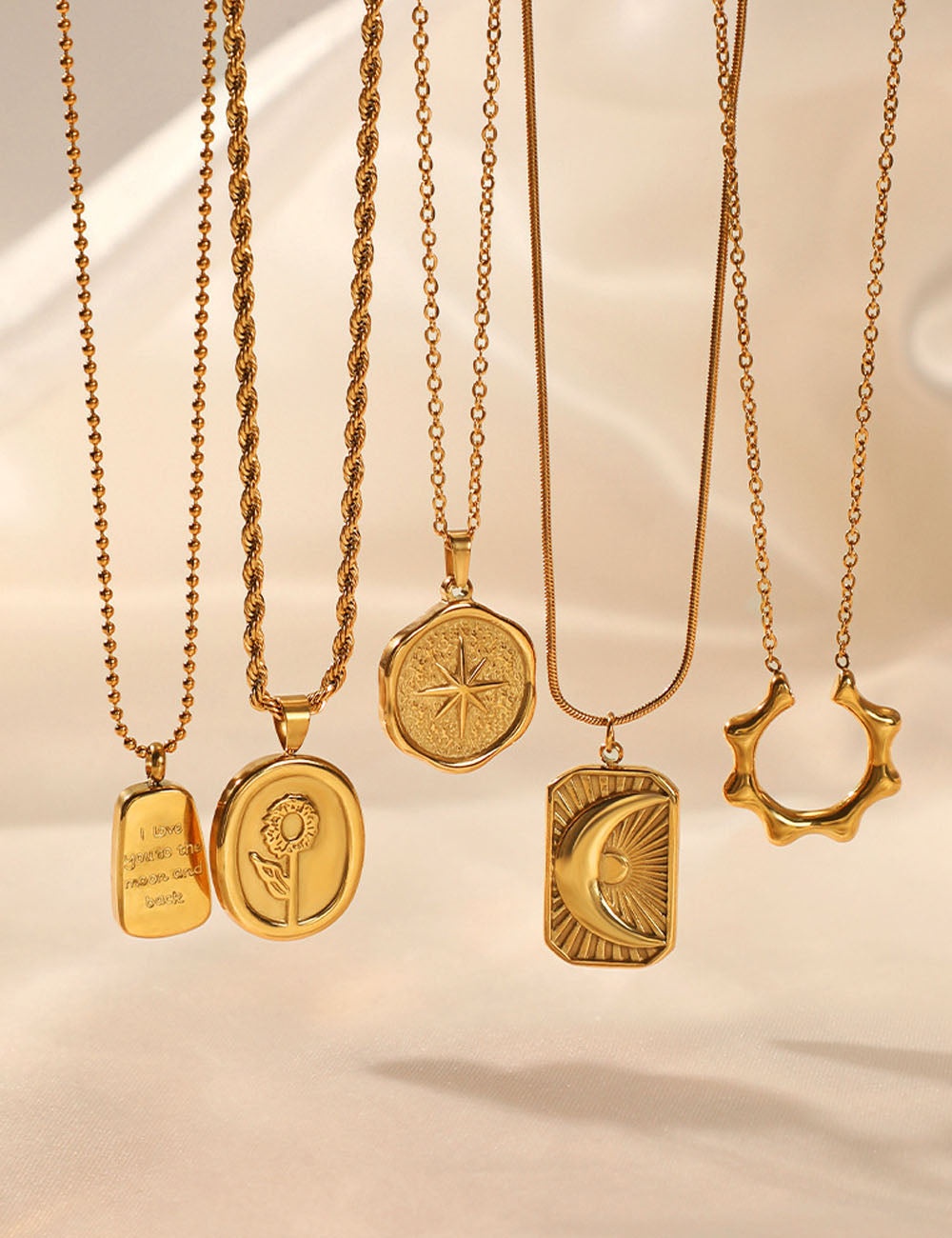 Gold Moon Pendant Choker — necklace