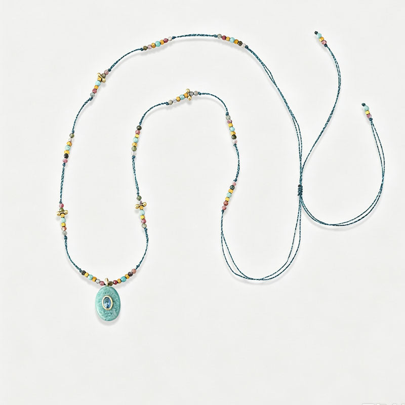 Titanium Beaded Tassel Necklace — necklace, view 4