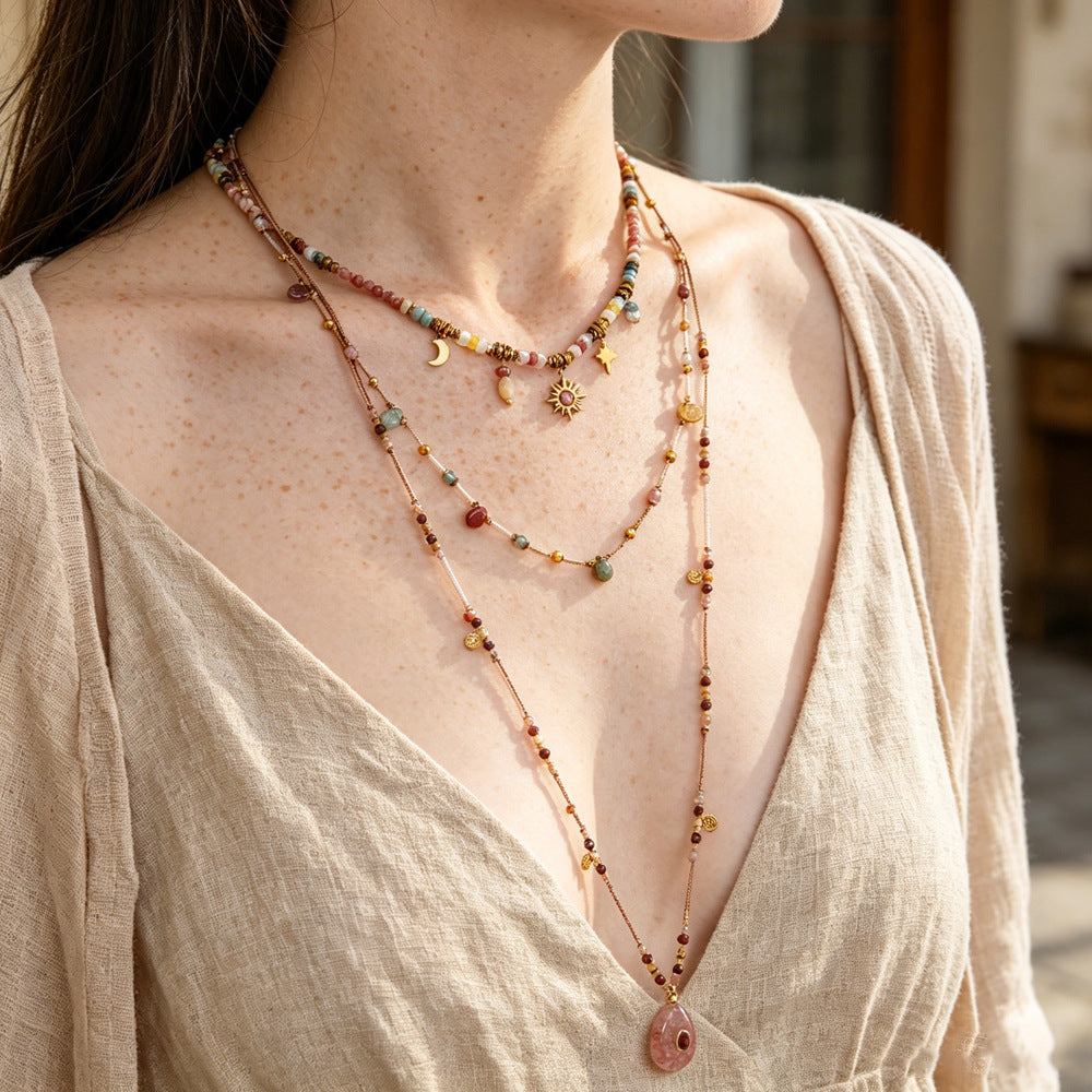 Titanium Beaded Tassel Necklace — necklace, view 5