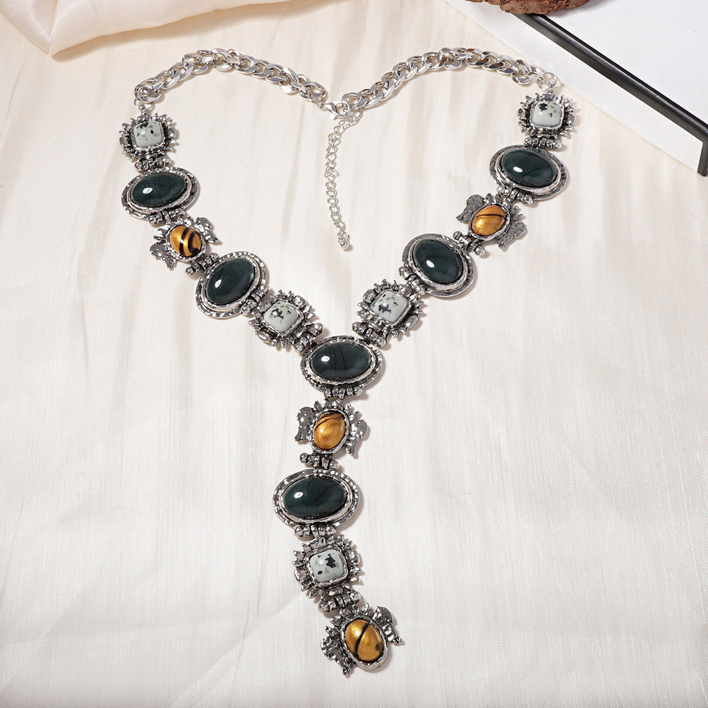 Oval Resin Jewel Necklace — necklace, view 2