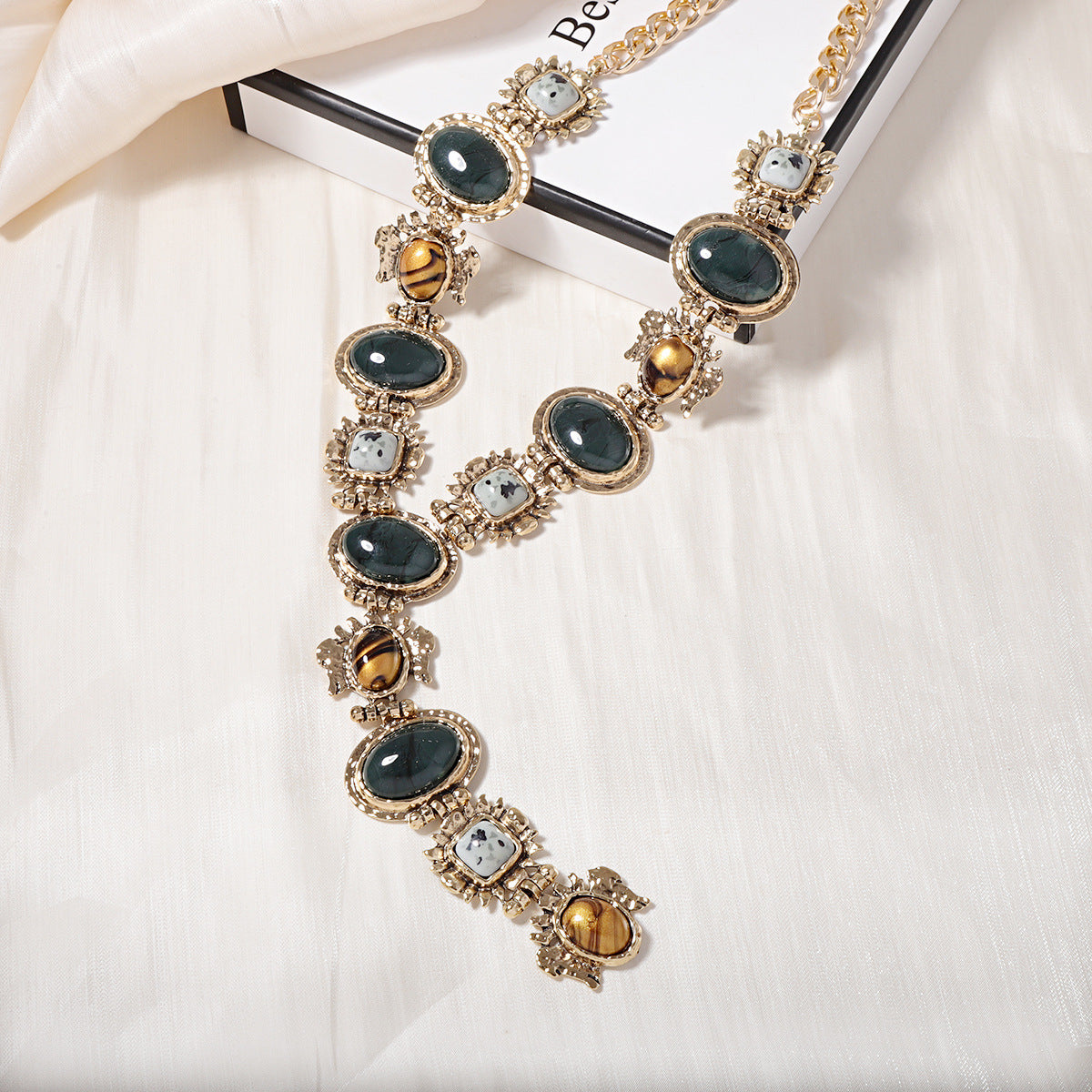 Oval Resin Jewel Necklace — necklace, view 3