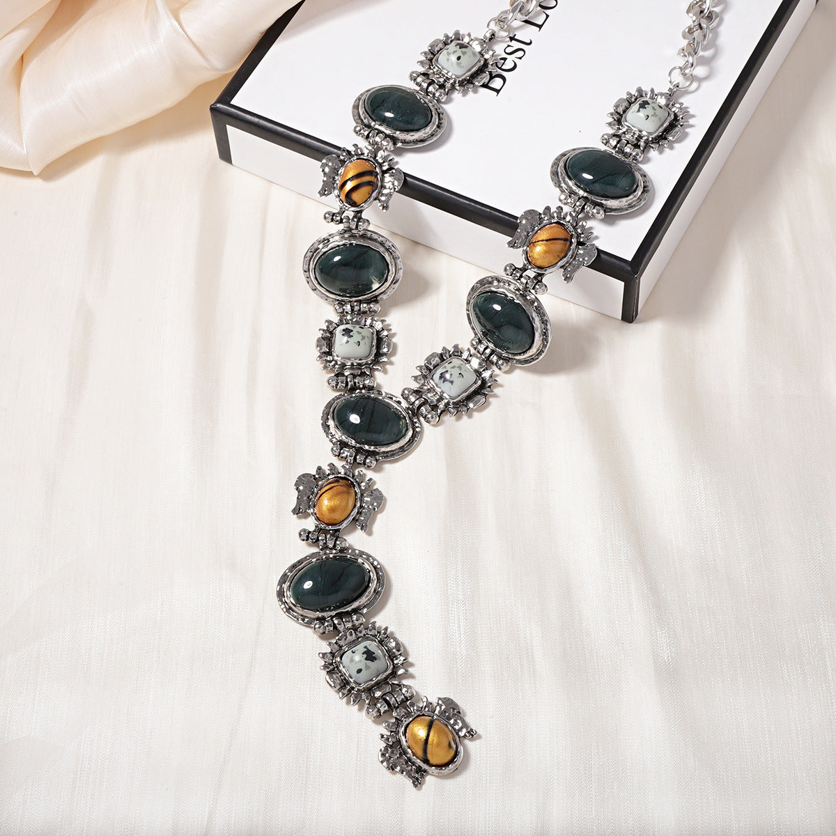 Oval Resin Jewel Necklace — necklace, view 4