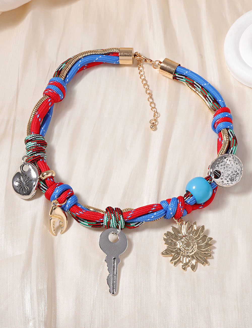 Braided Key Pendant Necklace — colorful necklace