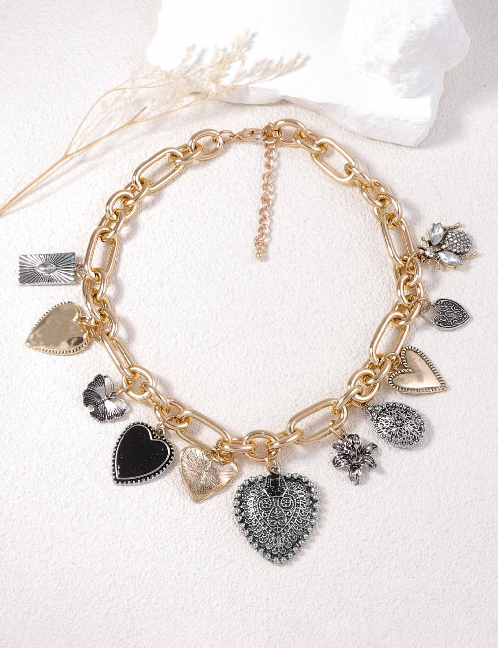 Layered Heart Tassel Necklace — necklace