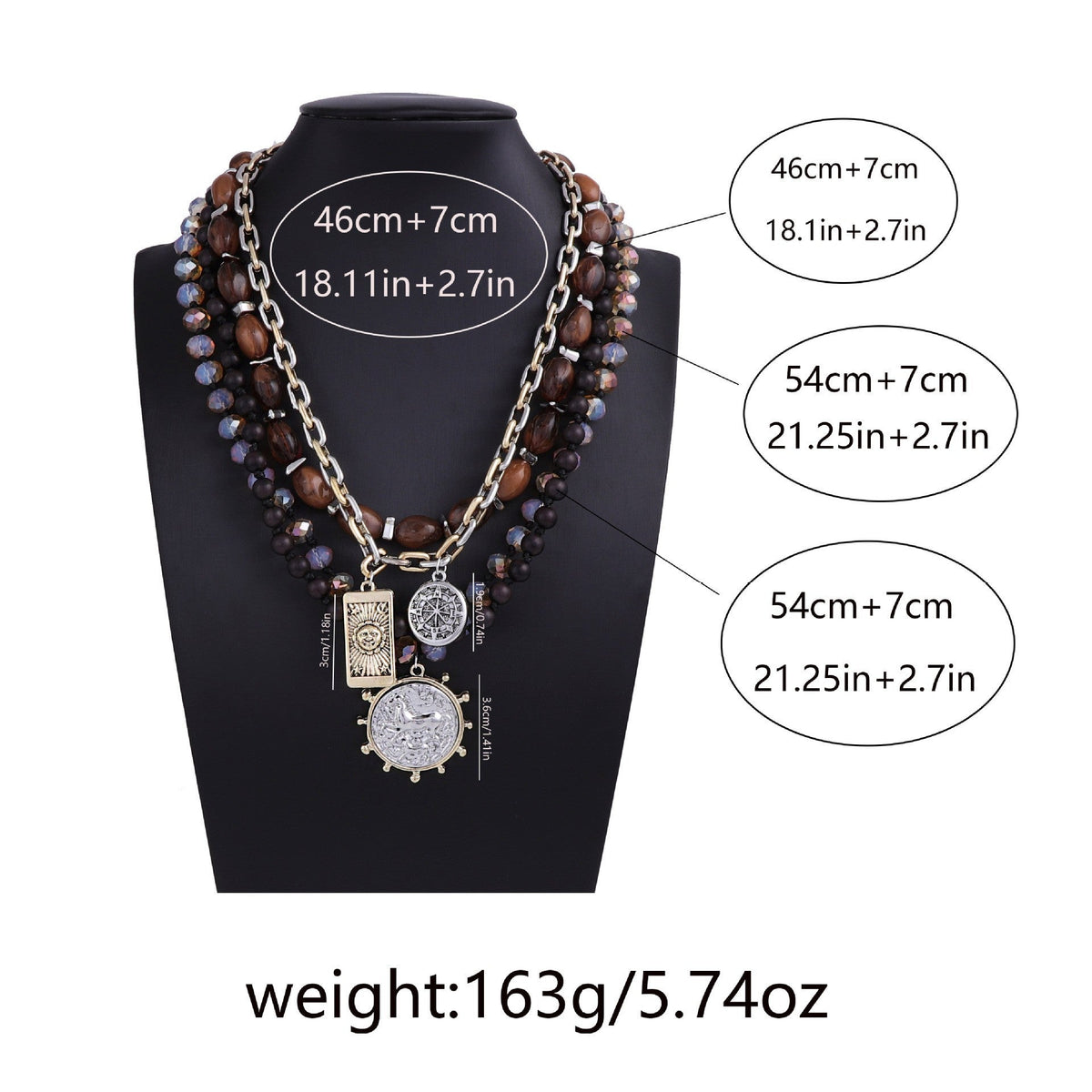 Layered Disc Pendant Necklace — necklace, view 5