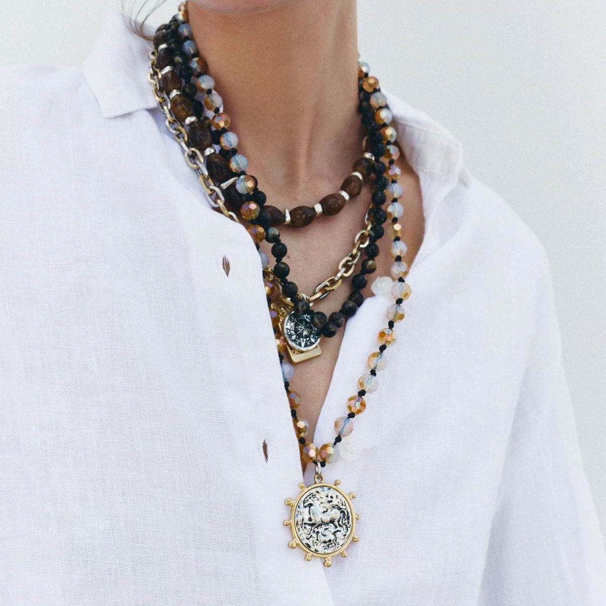 Layered Disc Pendant Necklace — necklace, view 6