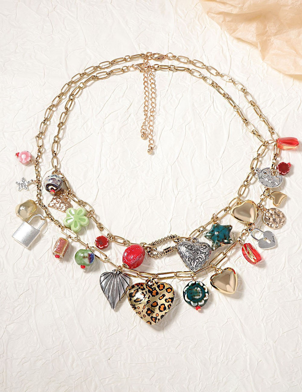 Double-Layer Heart Necklace — gold necklace
