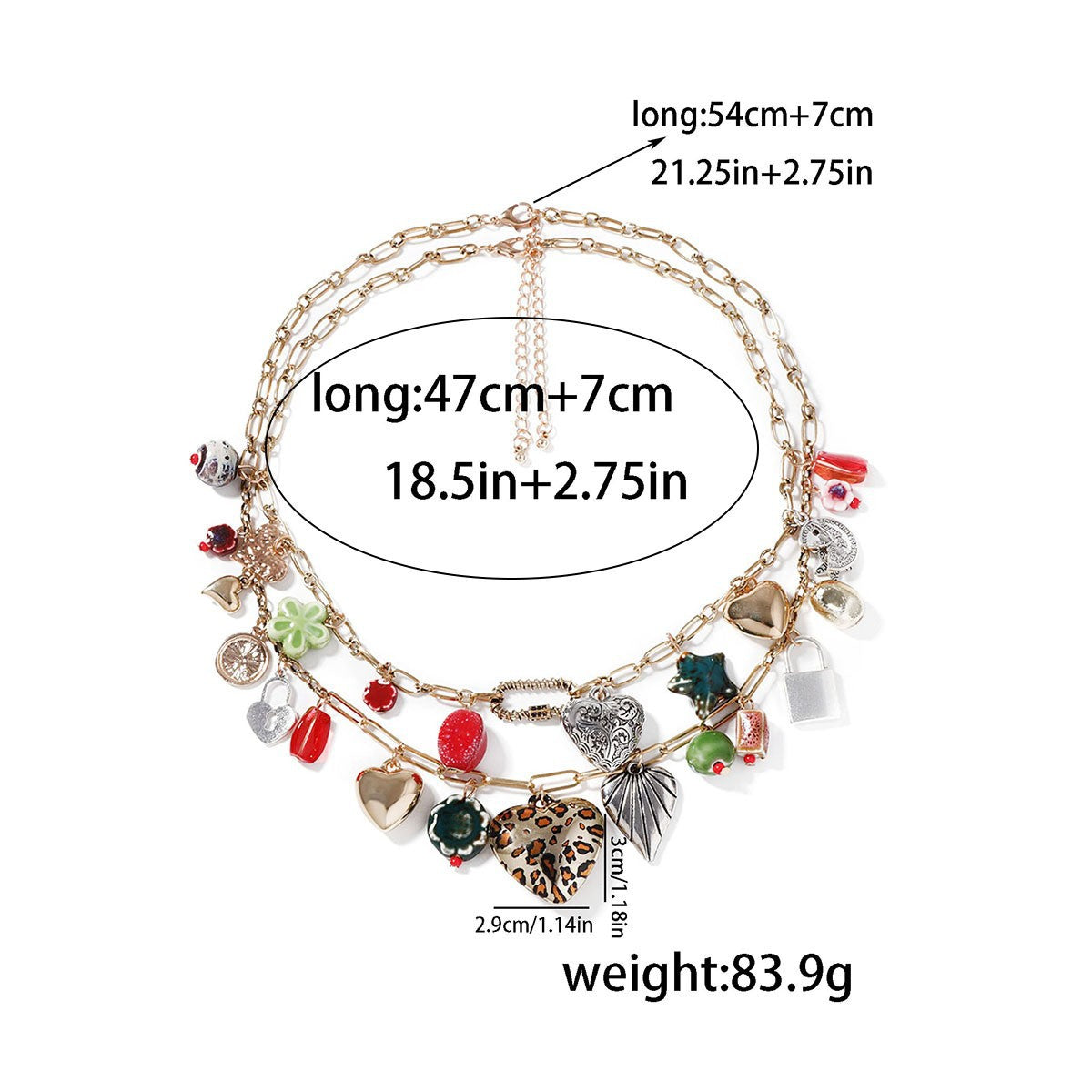 Double-Layer Heart Necklace — gold necklace, view 5