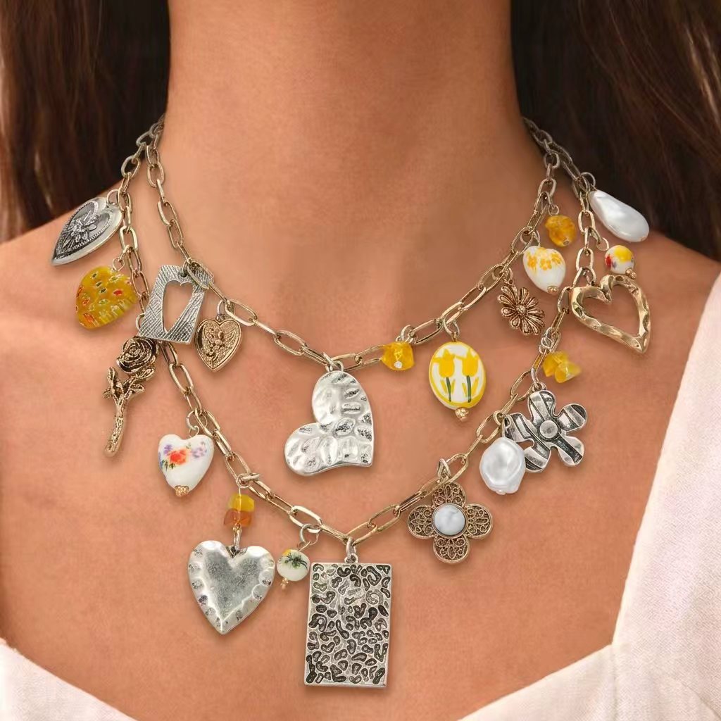 Polished Double-Layer Pendant Necklace — necklace, view 2