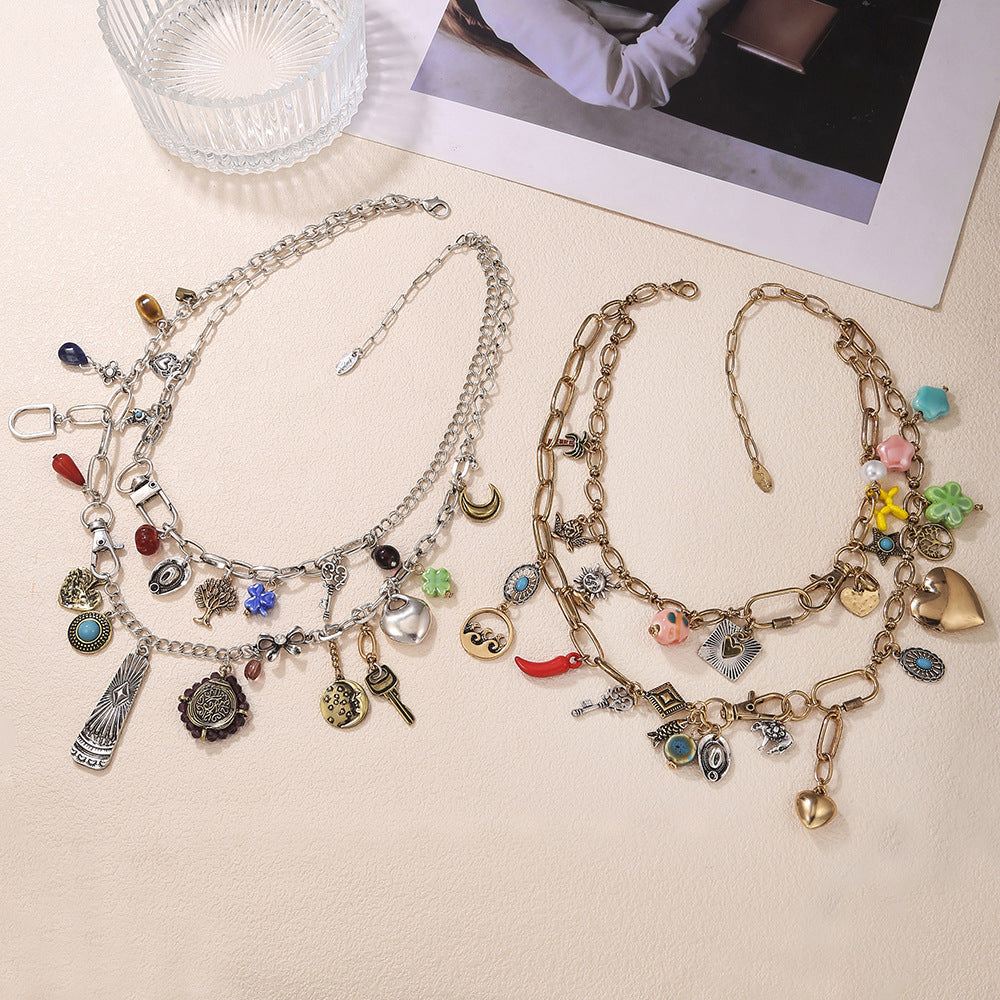 Polished Double-Layer Pendant Necklace — necklace, view 3