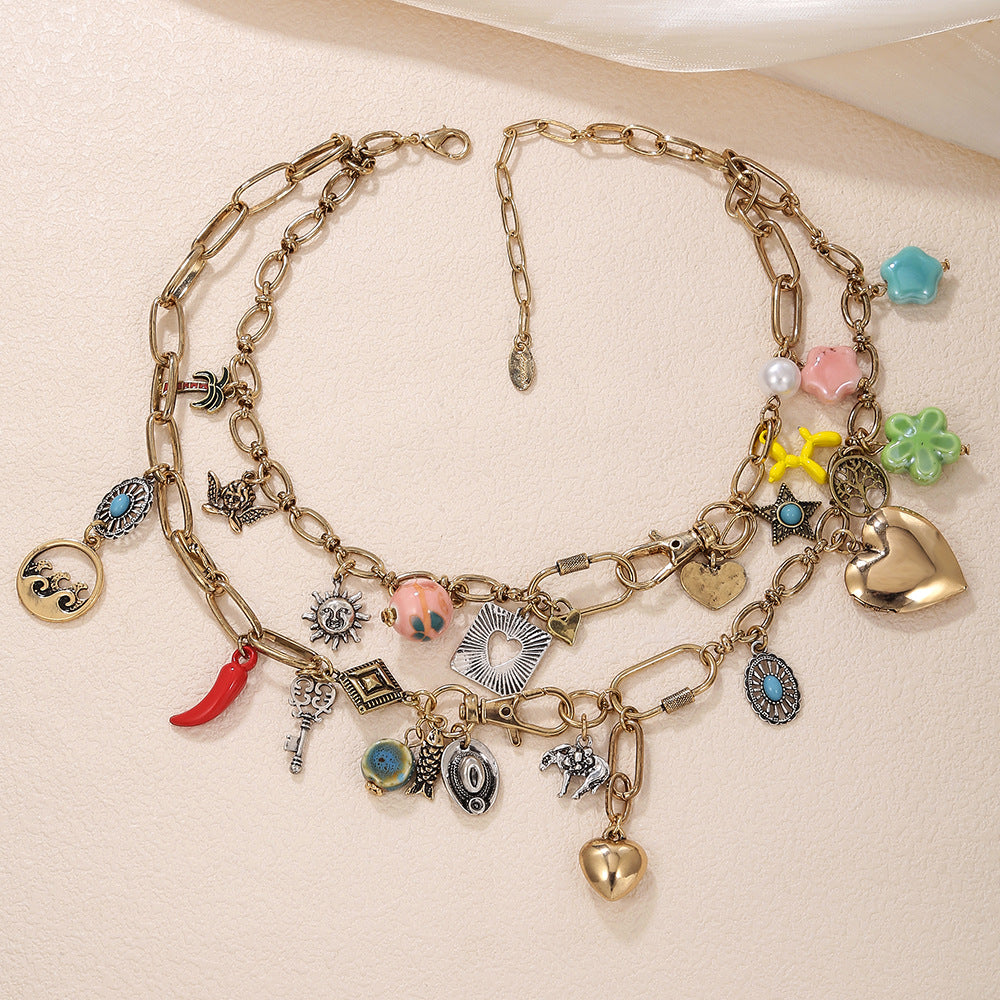 Polished Double-Layer Pendant Necklace — necklace, view 5
