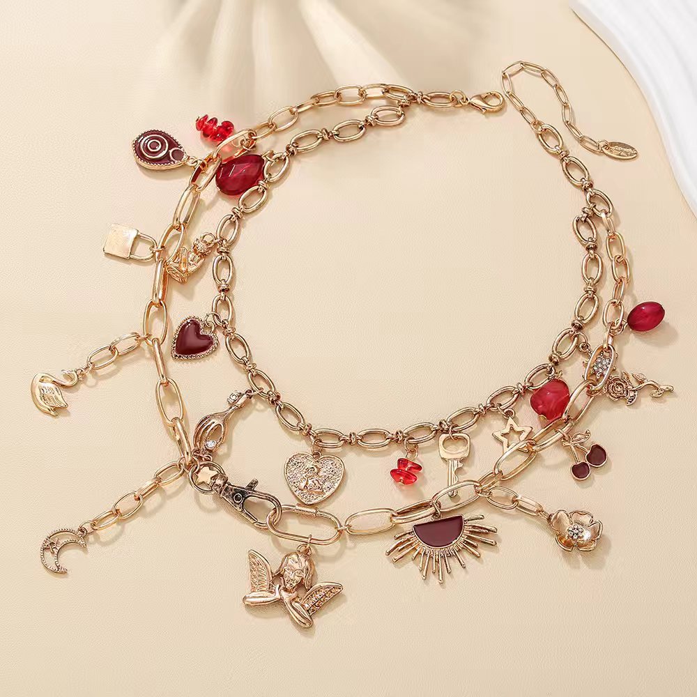 Polished Double-Layer Pendant Necklace — necklace, view 9