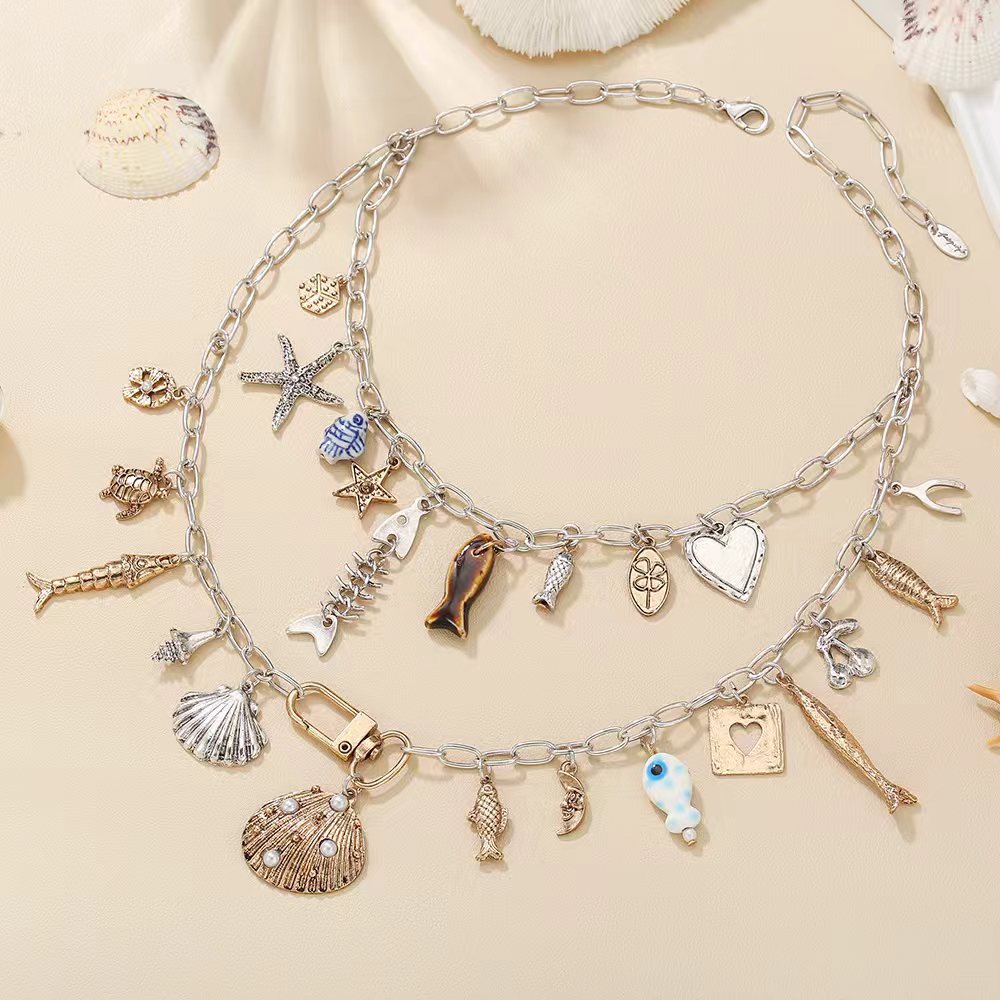 Polished Double-Layer Pendant Necklace — necklace, view 11