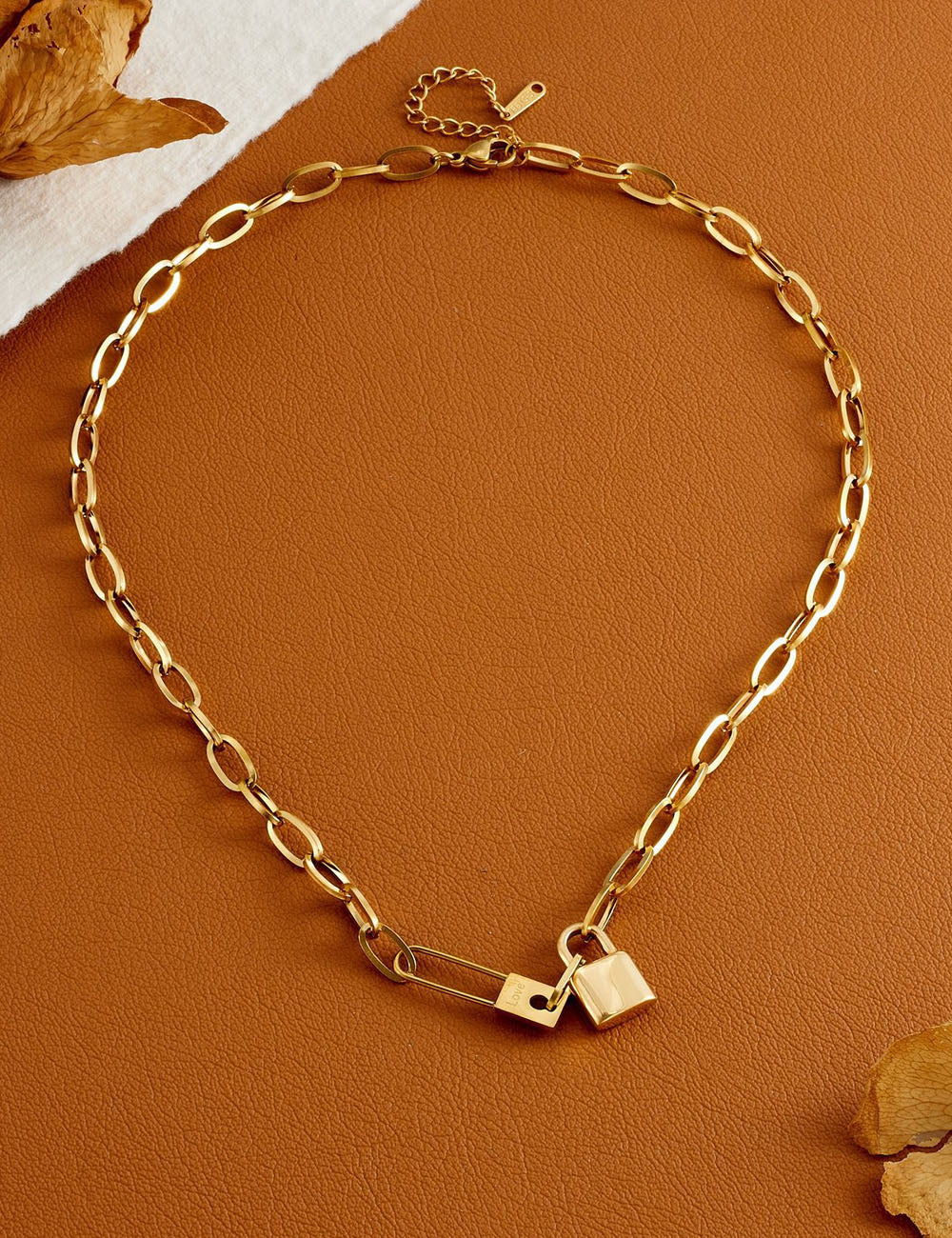Lock Pendant Choker Necklace — gold necklace