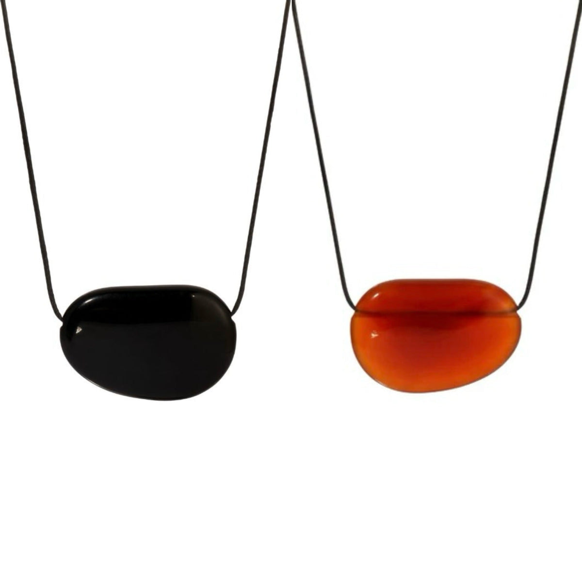 Polished Crystal Pendant Necklace — black necklace, view 3