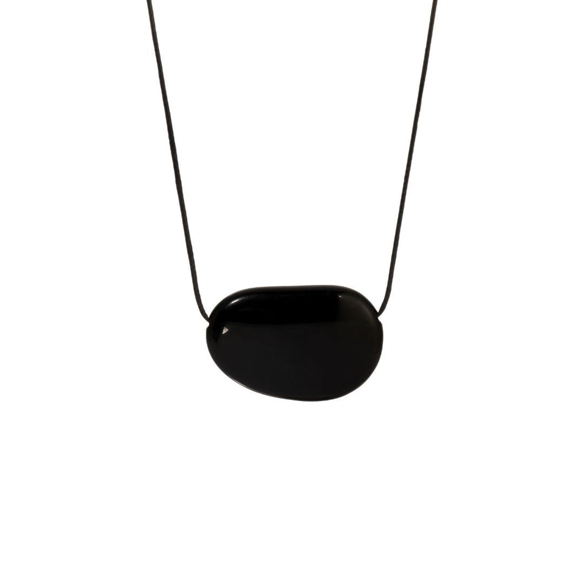 Polished Crystal Pendant Necklace — black necklace, view 4