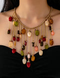 Beaded Tassel Choker Necklace — gold necklace